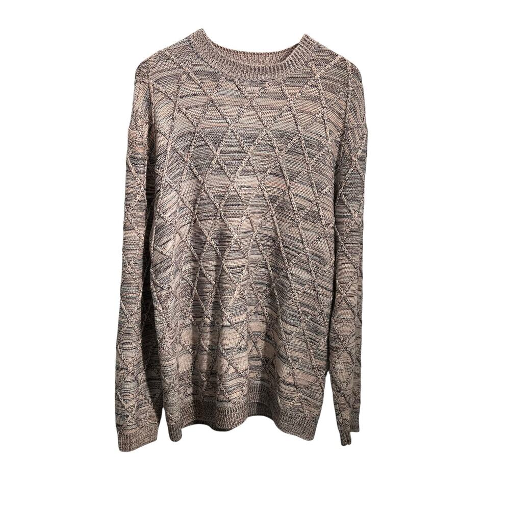 LaVane Vintage 1980's Multi-Color Pastel Argyle Knit Crewneck Sweater Size XL